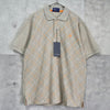 Fred Perry 徽标刺绣格纹短袖 Polo 衫，米色，未使用，带标签