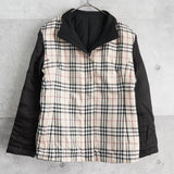 バーバリー リバーシブル ノバチェック ジップアップ 中綿ジャケット ブラック / ベージュ - NEWSED
