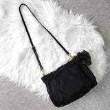 プラダ ジャガード テスートナイロン / レザー ギャザー リボン ショルダーバッグ ブラック - NEWSED