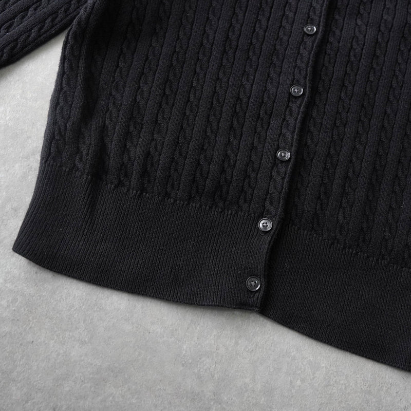 ポロ ラルフローレン ロゴ 刺繍 ケーブル編み カーディガン ブラック キッズ - NEWSED