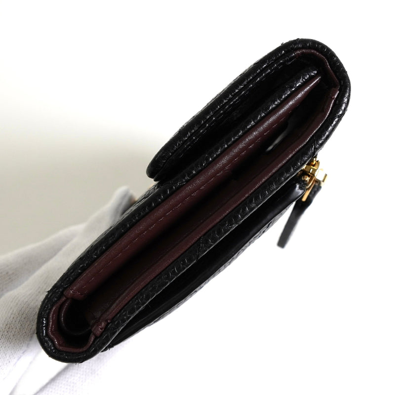 シャネル ココマーク マトラッセ キャビアスキン コンパクトウォレット 三つ折り財布 ブラック - NEWSED