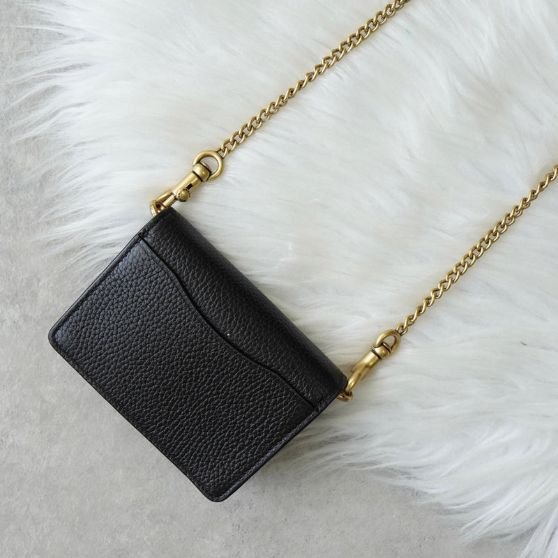 コーチ レザー チェーン ウォレットバッグ カードケース ブラック - NEWSED