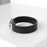 サルバトーレ フェラガモ ガンチーニ レザー ブレスレット シルバー / ブラック 箱付き - NEWSED