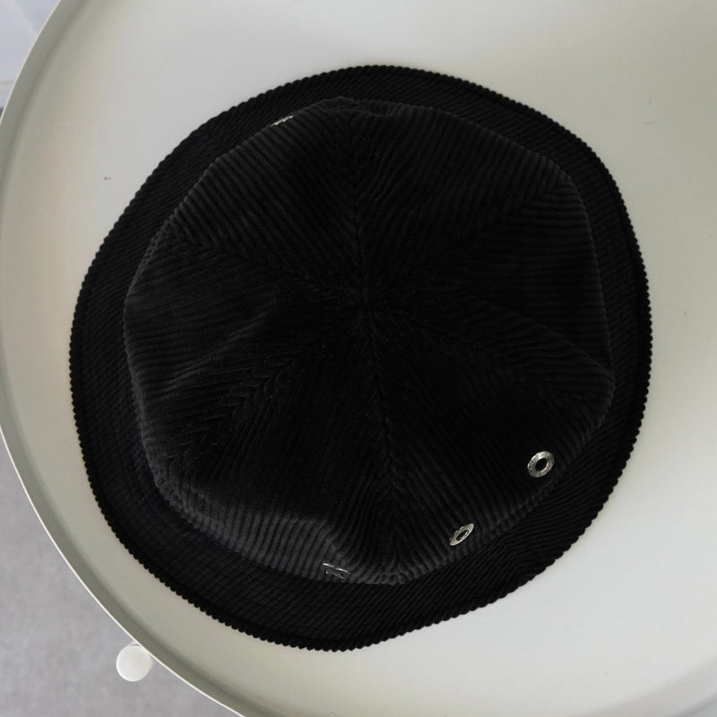 アミパリ アミ パリス ハートロゴ コーデュロイ バケットハット 帽子 ブラック - NEWSED