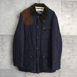 ポロ ラルフローレン スエード切り替え コーデュロイ襟 キルティングジャケット ネイビー - NEWSED