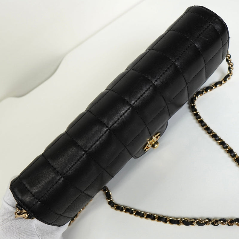 シャネル チョコバー ココマーク ターンロック チェーン セミショルダーバッグ ブラック - NEWSED