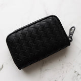 ボッテガ ヴェネタ イントレチャート レザー コインケース ミニポーチ ブラック - NEWSED