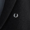 Fred Perry Logo Embroidered Brushed Long Coat Cocoon Coat Chester Coat Black
