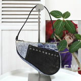 ディオール サドル 転写 キャンバス / レザー ワンショルダーバッグ ハンドバッグ ブルー - NEWSED