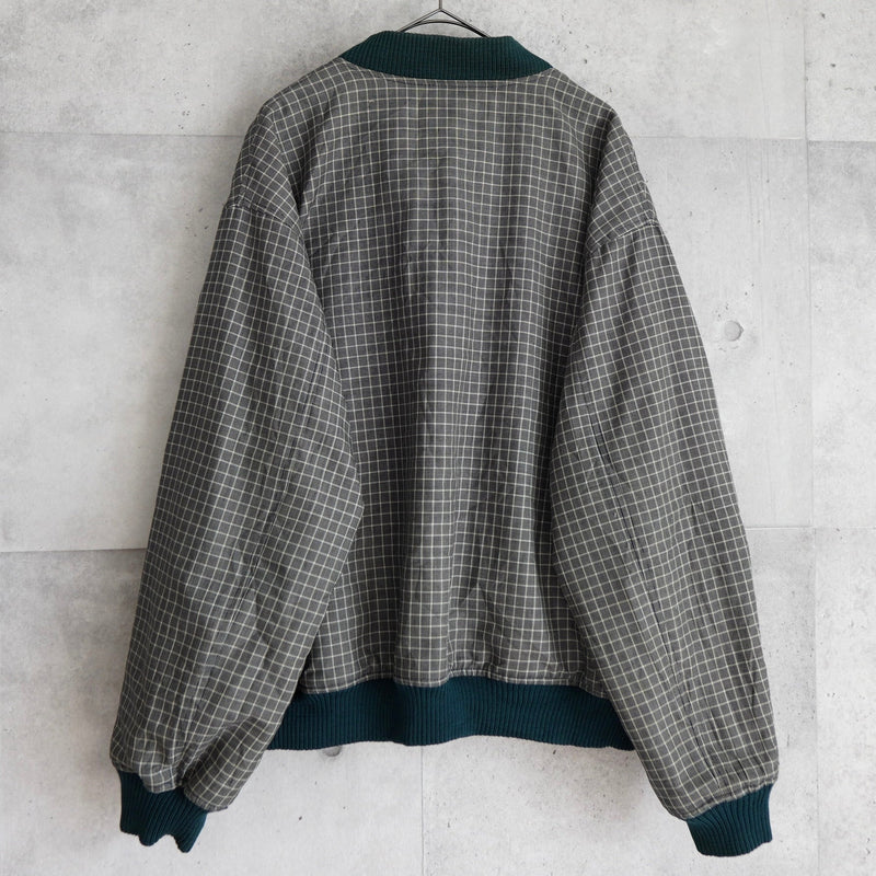 ラコステ リバーシブル ブルゾン スタジャン ロゴパッチ チェック柄 グリーン/カーキ - NEWSED