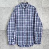 ポロ ラルフローレン ロゴ 刺繍 長袖シャツ チェック柄 ブルー - NEWSED