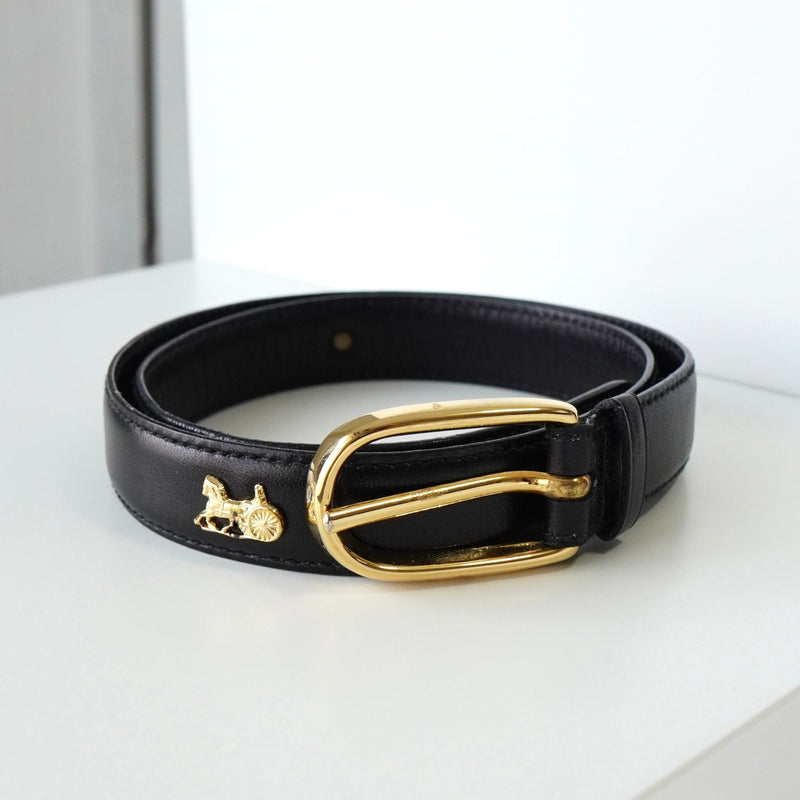 セリーヌ ヴィンテージ 輪馬車 サルキー レザー ベルト ブラック - NEWSED