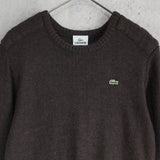 ラコステ アルパカ モヘア ウール ニット ロゴパッチ ブラウン - NEWSED