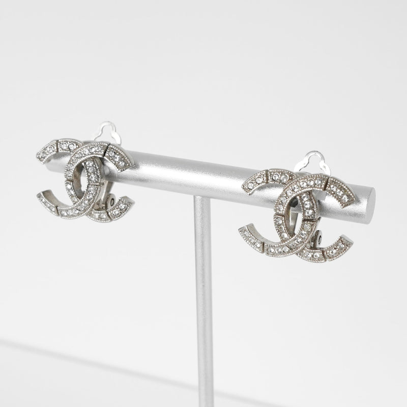 シャネル ココマーク ラインストーン イヤリング シルバー - NEWSED
