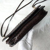 ボッテガ ヴェネタ イントレチャート レザー ショルダーバッグ ブラウン - NEWSED