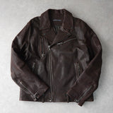 ジョン ヴァルベイトス ダブル ライダースジャケット レザージャケット ダークブラウン - NEWSED