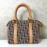 クリスチャン ディオール トロッター キャンバス / レザー ミニボストンバッグ ブラウン - NEWSED