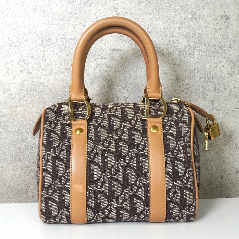 クリスチャン ディオール トロッター キャンバス / レザー ミニボストンバッグ ブラウン - NEWSED