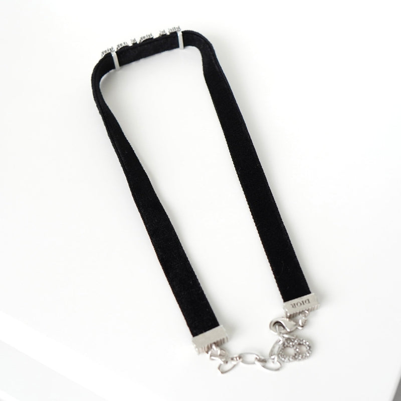 クリスチャン ディオール ラインストーン ベルベット チョーカー ブラック - NEWSED