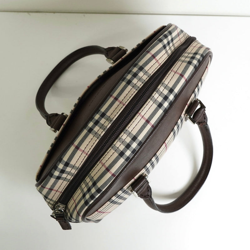 バーバリー ノバチェック ナイロンキャンバス / レザー ハンドバッグ