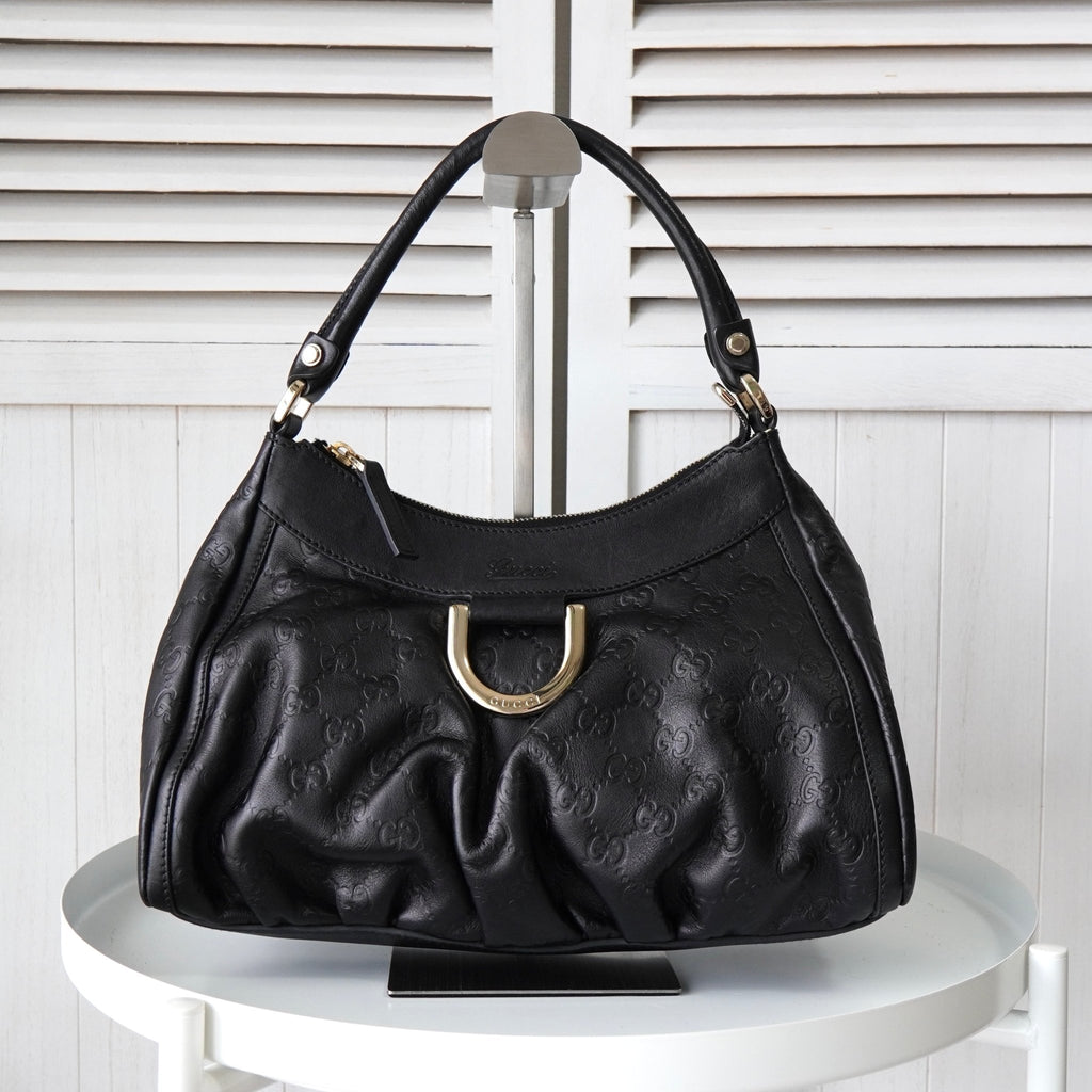 Gucci Abbey Guccissima 黑色单肩包
