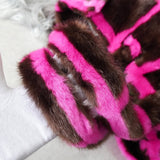 スタンド スタジオ 格子柄 ファー トートバッグ ハンドバッグ ブラウン / ピンク - NEWSED