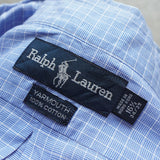ラルフローレン ロゴ刺繍 チェック柄 長袖シャツ ブルー - NEWSED