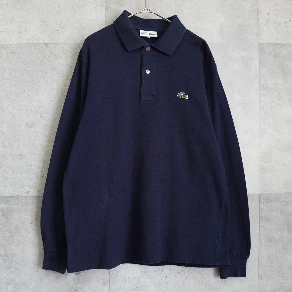 Lacoste 徽标贴片长袖 Polo 衫（海军蓝）