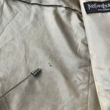 イヴ サンローラン ヴィンテージ チェック柄 エルボーパッチ シングル テーラードジャケット ベージュ - NEWSED