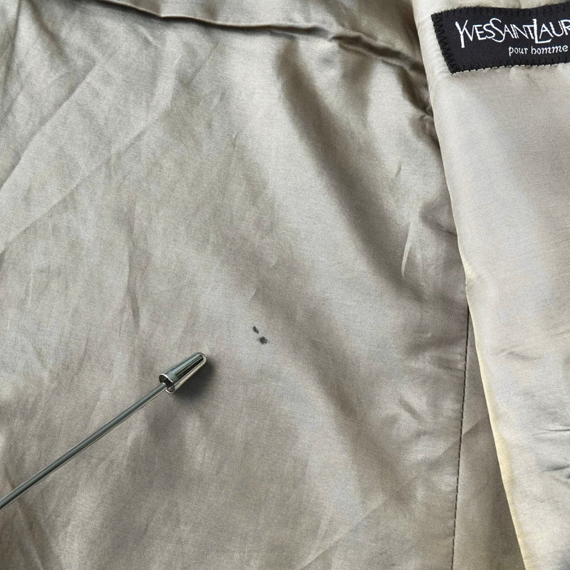 イヴ サンローラン ヴィンテージ チェック柄 エルボーパッチ シングル テーラードジャケット ベージュ - NEWSED