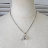 ヴィヴィアン ウエストウッド ミニオーブ ラインストーン ネックレス シルバー - NEWSED