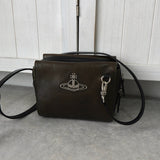 ヴィヴィアン ウエストウッド オーブ レザー ショルダーバッグ ダークブラウン - NEWSED