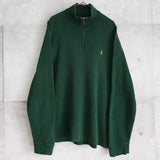 ポロ バイ ラルフローレン ハーフジップ スウェット ロゴ刺繍 ダークグリーン - NEWSED