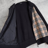 バーバリー ブラックレーベル ノバチェック柄 ジップアップ ドライバーズ ニット 切り替え ブラック/ベージュ - NEWSED
