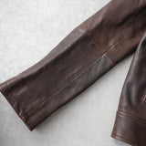 ジョン ヴァルベイトス ダブル ライダースジャケット レザージャケット ダークブラウン - NEWSED