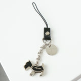 プラダ ドッグ サフィアーノレザー キーホルダー チャーム シルバー / ブラック - NEWSED