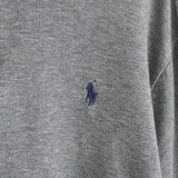 ポロ ラルフローレン ロゴ 刺繍 ハーフジップ スウェット グレー - NEWSED