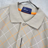 Fred Perry 徽标刺绣格纹短袖 Polo 衫，米色，未使用，带标签