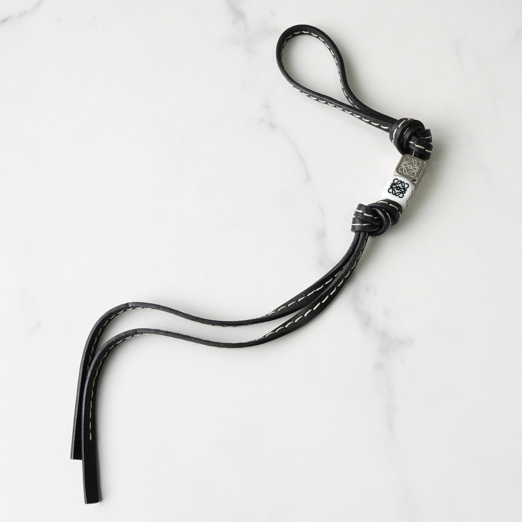 Loewe Anagram Dice Leather Personalized Charm in Black