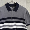 Gucci logo embroidered short sleeve polo shirt in navy/gray