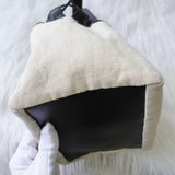 ジルサンダー ドローストリング キャンバス レザー 巾着型 ショルダーバッグ ポシェット アイボリー / ブラック - NEWSED