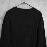 ラコステ ロゴパッチ ケーブル編み ニット ブラック - NEWSED