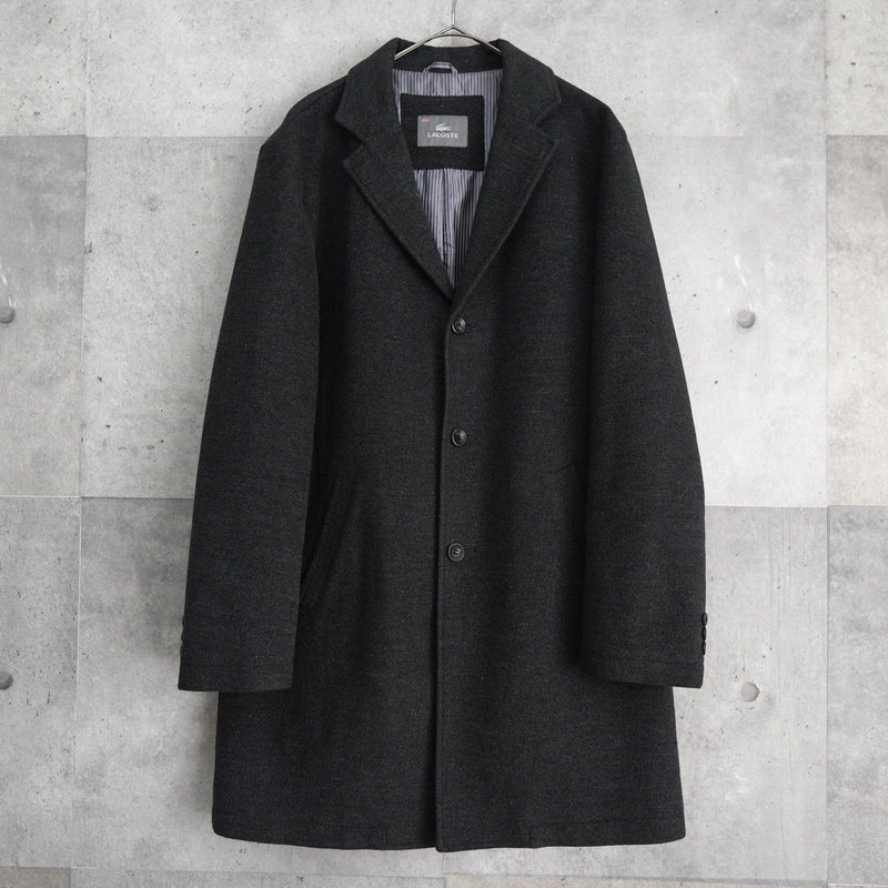 ラコステ ウールコート チェスターコート ストライプ柄裏地 グレー - NEWSED