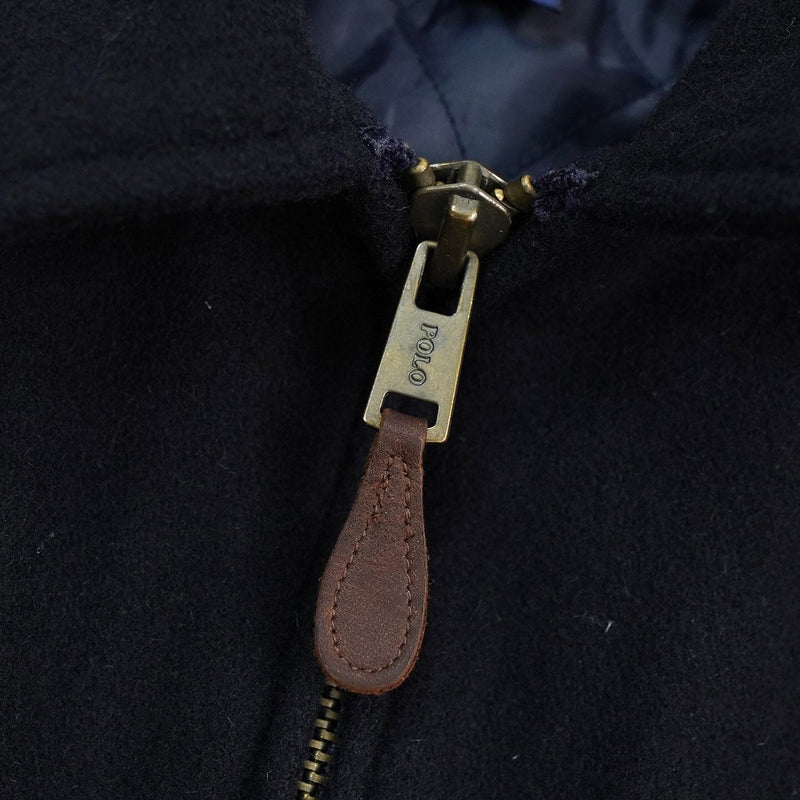 ポロ ラルフローレン ロゴ 刺繍 ウール ブルゾン ネイビー - NEWSED