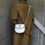 セリーヌ トリオンフ レザー ショルダーバッグ ホワイト - NEWSED