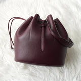 ジルサンダー ドローストリング レザー 巾着バッグ ハンドバッグ ボルドー - NEWSED