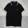 Fred Perry 徽标刺绣短袖 Polo 衫 黑色
