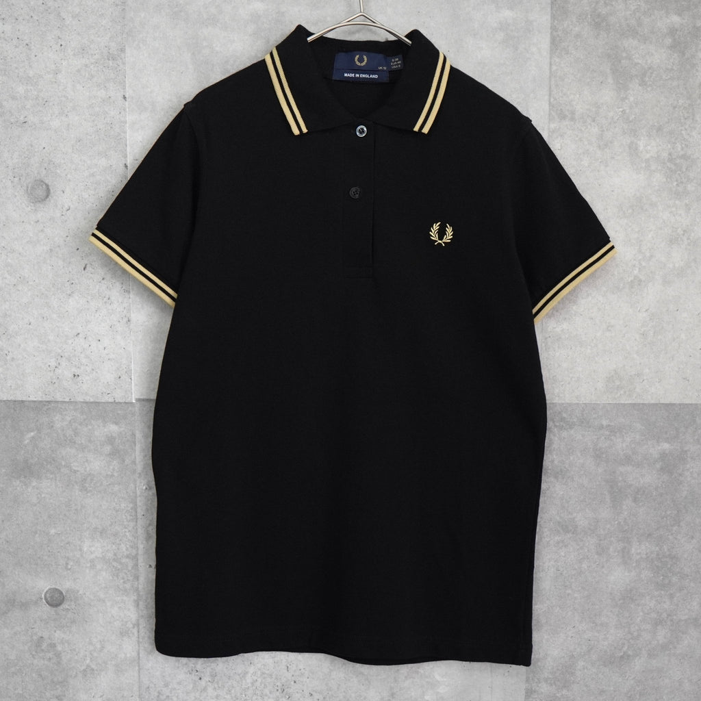 Fred Perry 徽标刺绣短袖 Polo 衫 黑色