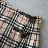 バーバリー ブルー レーベル ノバチェック プリーツ ウール ミニスカート ベージュ - NEWSED