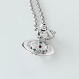 ヴィヴィアン ウエストウッド ミニオーブ ラインストーン ネックレス シルバー - NEWSED